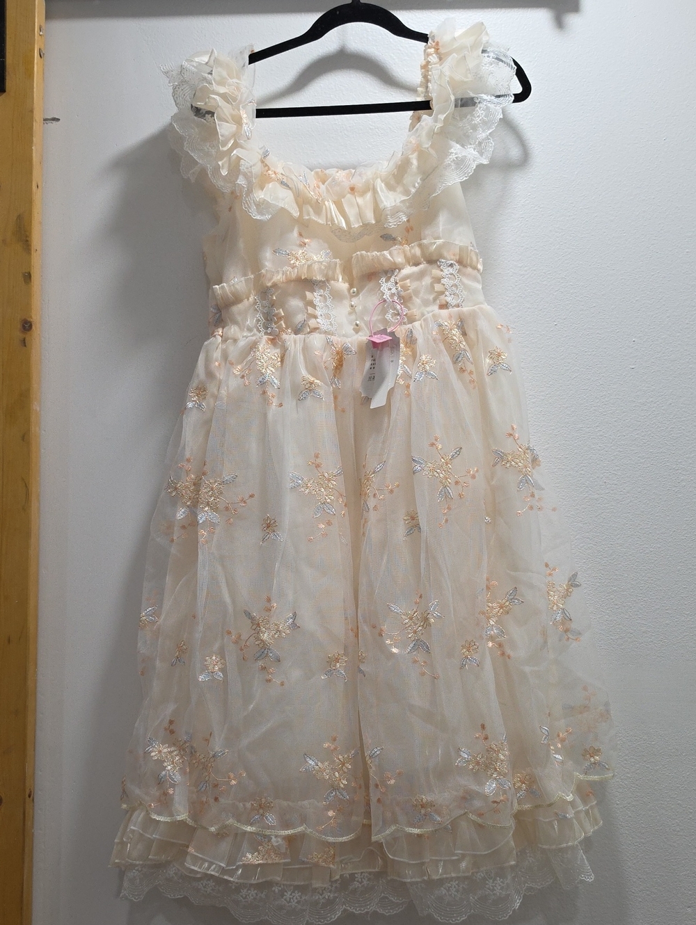 Girls' Ivory Floral Lace Party Dress